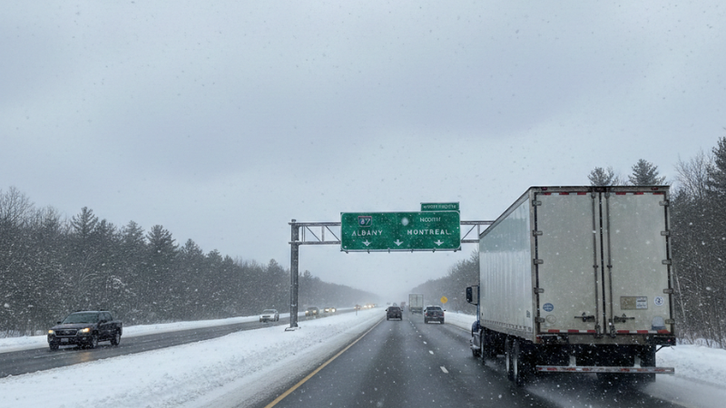 Tractor trailer on winter highway symbolizing the commercial vehicle factors in A Livery Driver Was Killed on the LIE.