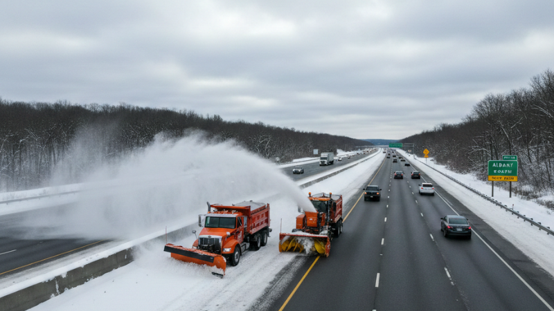 Highway snow removal operation representing winter maintenance factors in A Livery Driver Was Killed on the LIE.